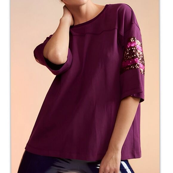 ⚠️SOLD🧘‍♀️4/13/25⚠️NWT Cynthia Rowley Sequin Football Jersey Rugby Shirt - Picture 7 of 11